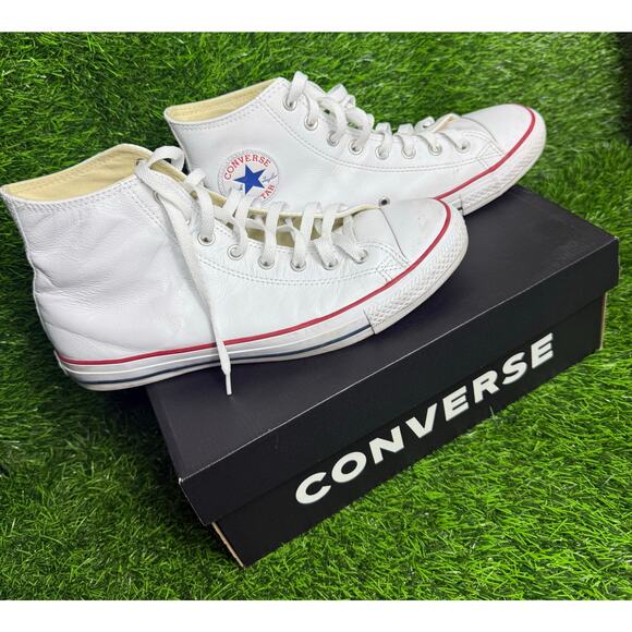 Converse Chuck Taylor All Star Hi Leather White Sz 10M/12W Unisex 132169C - Picture 1 of 8